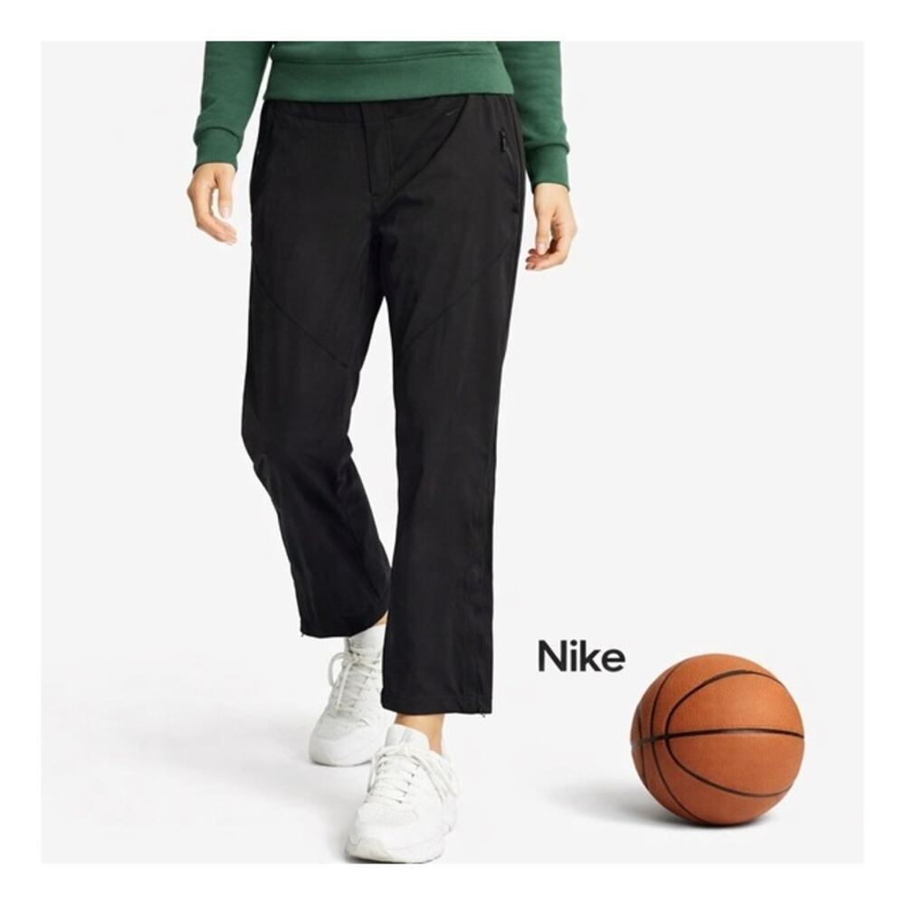Nike Pants Womens Size L Black Zip Pockets Zip Away Hem Mid Rise Sports Comfort